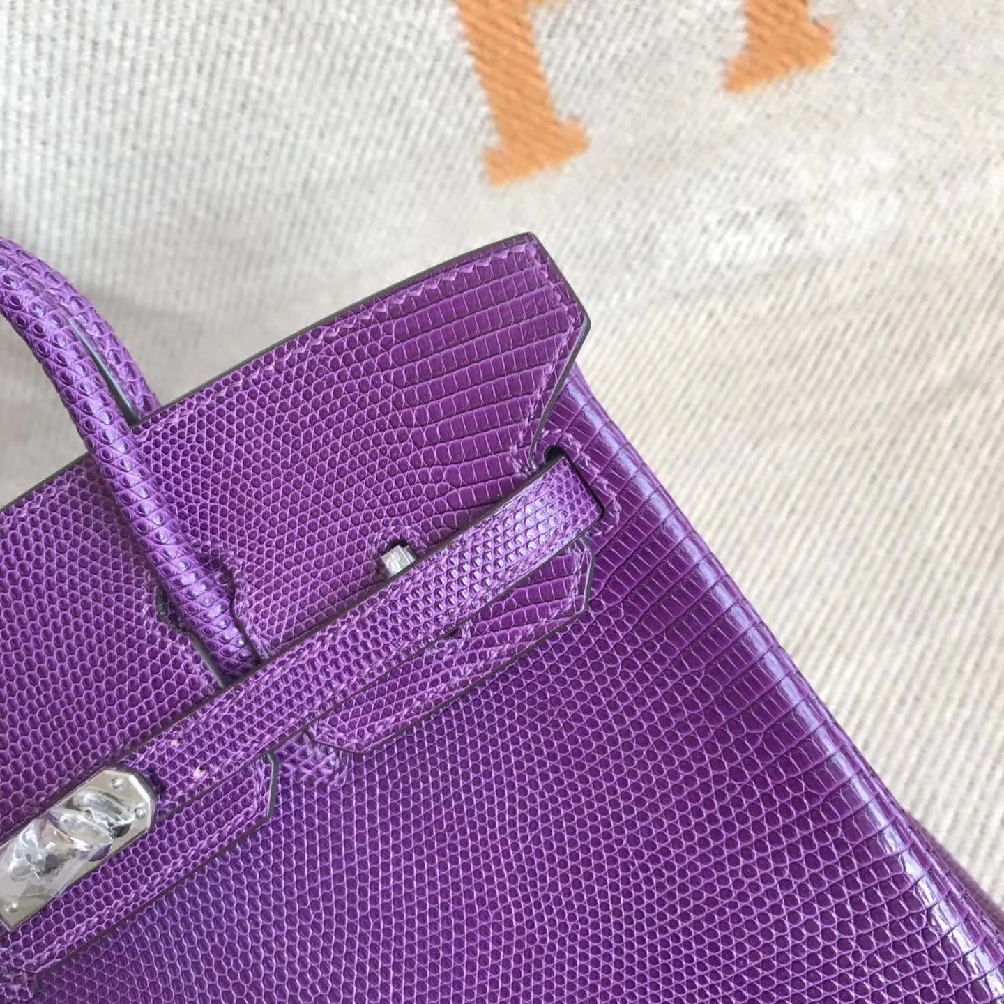 Elegant Hermes 9W Violet  Lizard Leather Birkin30cm Tote Bag Silver Hardware