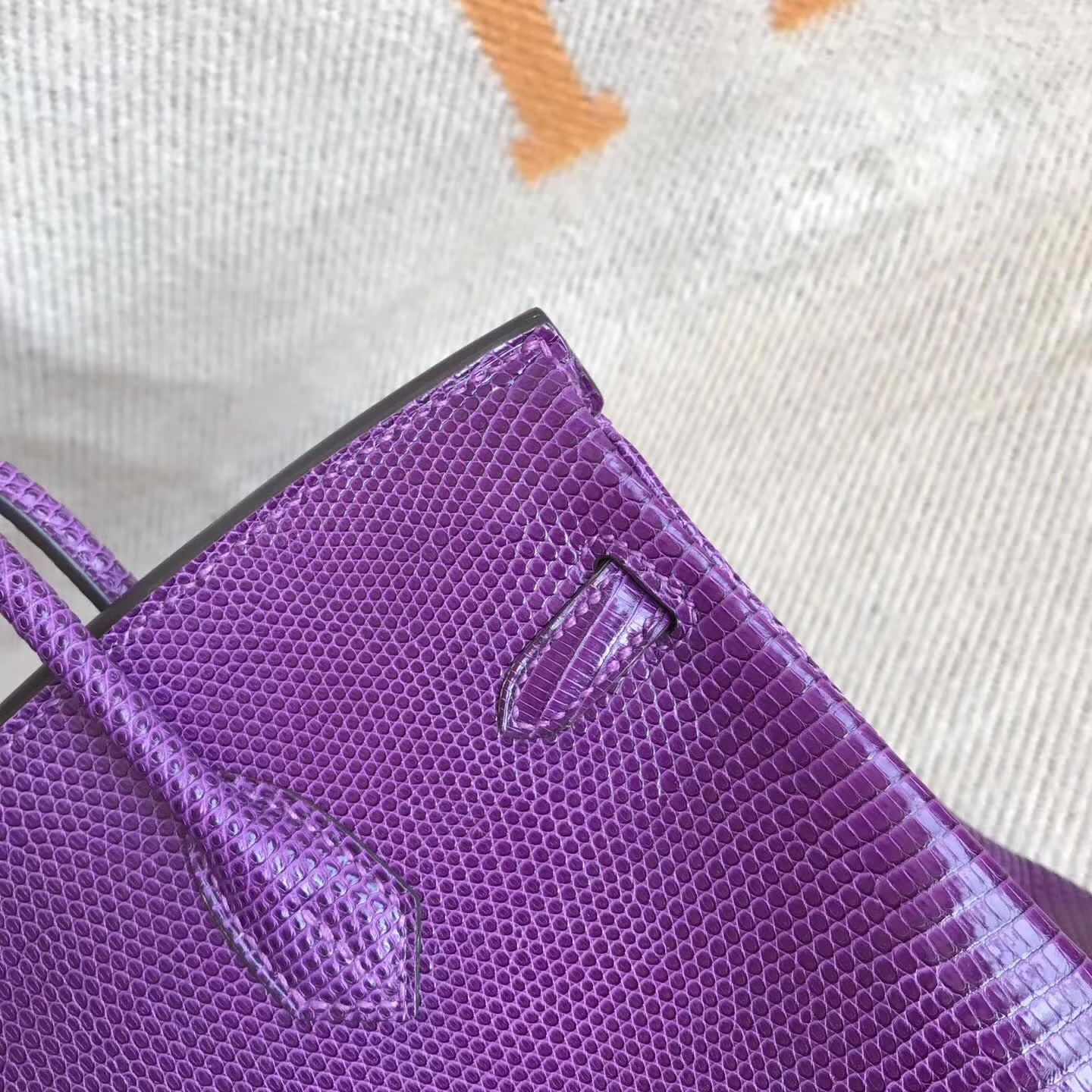 Elegant Hermes 9W Violet  Lizard Leather Birkin30cm Tote Bag Silver Hardware