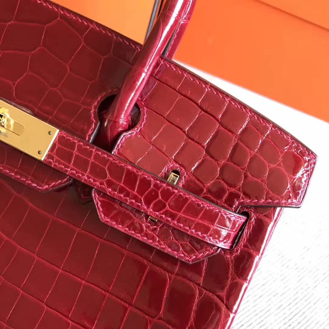 On Sale Hermes CK55 Rouge Hermes  Shiny Crocodile Birkin Bag30CM