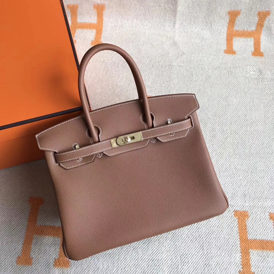 Fashion Hermes CK37 Gold Togo Calfskin Birkin30CM Bag Gold Hardware