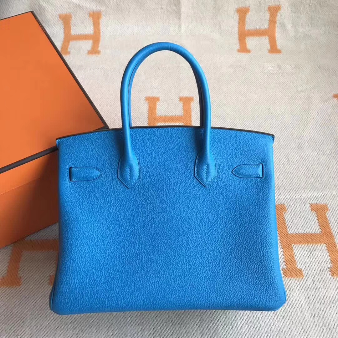 Discount Hermes Togo Calfskin Birkin30CM in B3 Blue Zanzibar Gold Hardware