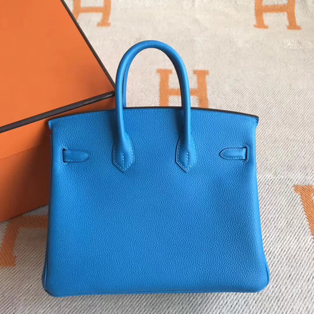 Luxury Hermes B3 Blue Zanzibar Togo Calfskin Birkin30CM Tote Bag Silver Hardware