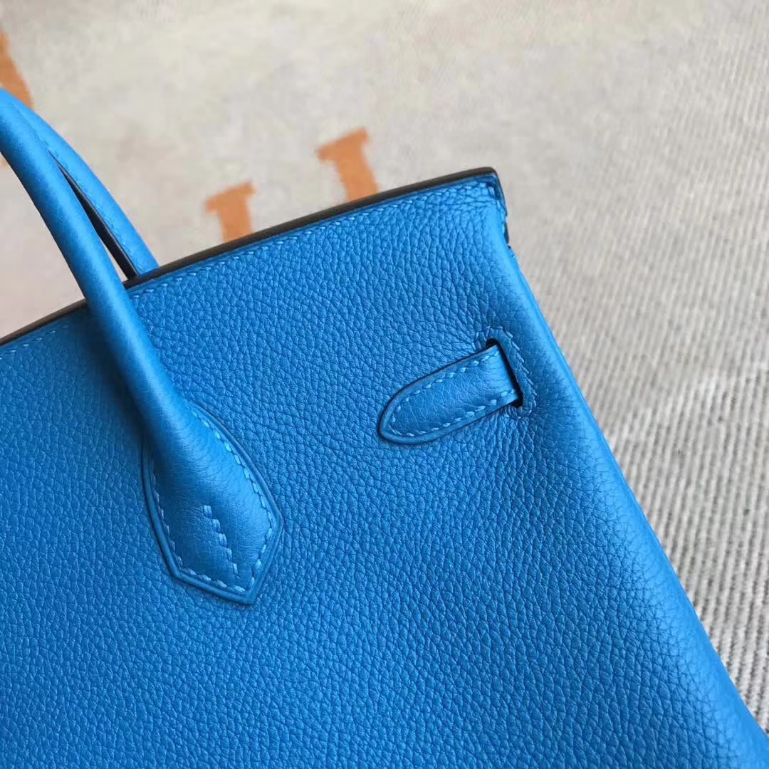 Luxury Hermes B3 Blue Zanzibar Togo Calfskin Birkin30CM Tote Bag Silver Hardware