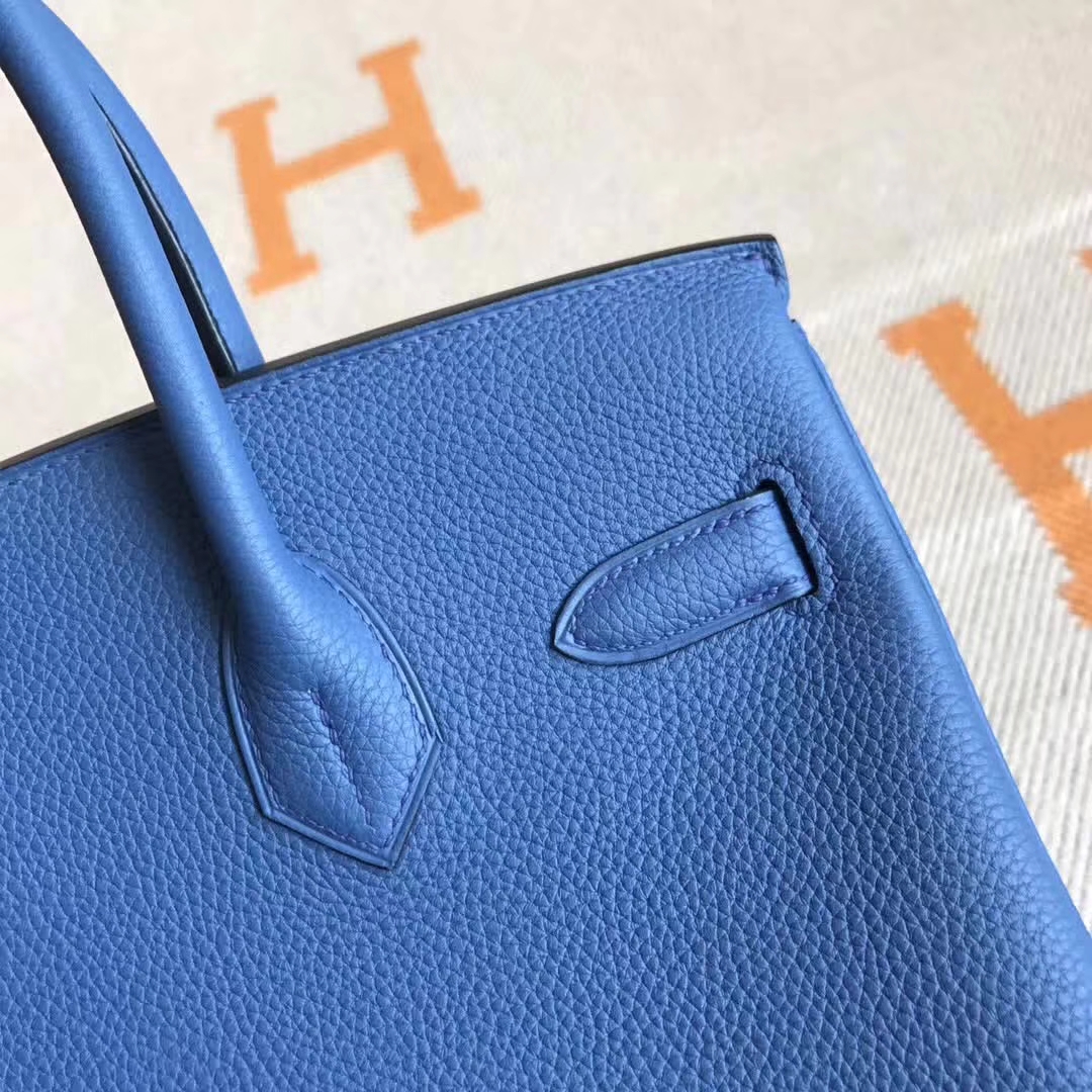 Discount Hermes 2R Blue Agate Togo Calfskin Birkin30CM Tote Bag Silver Hardware