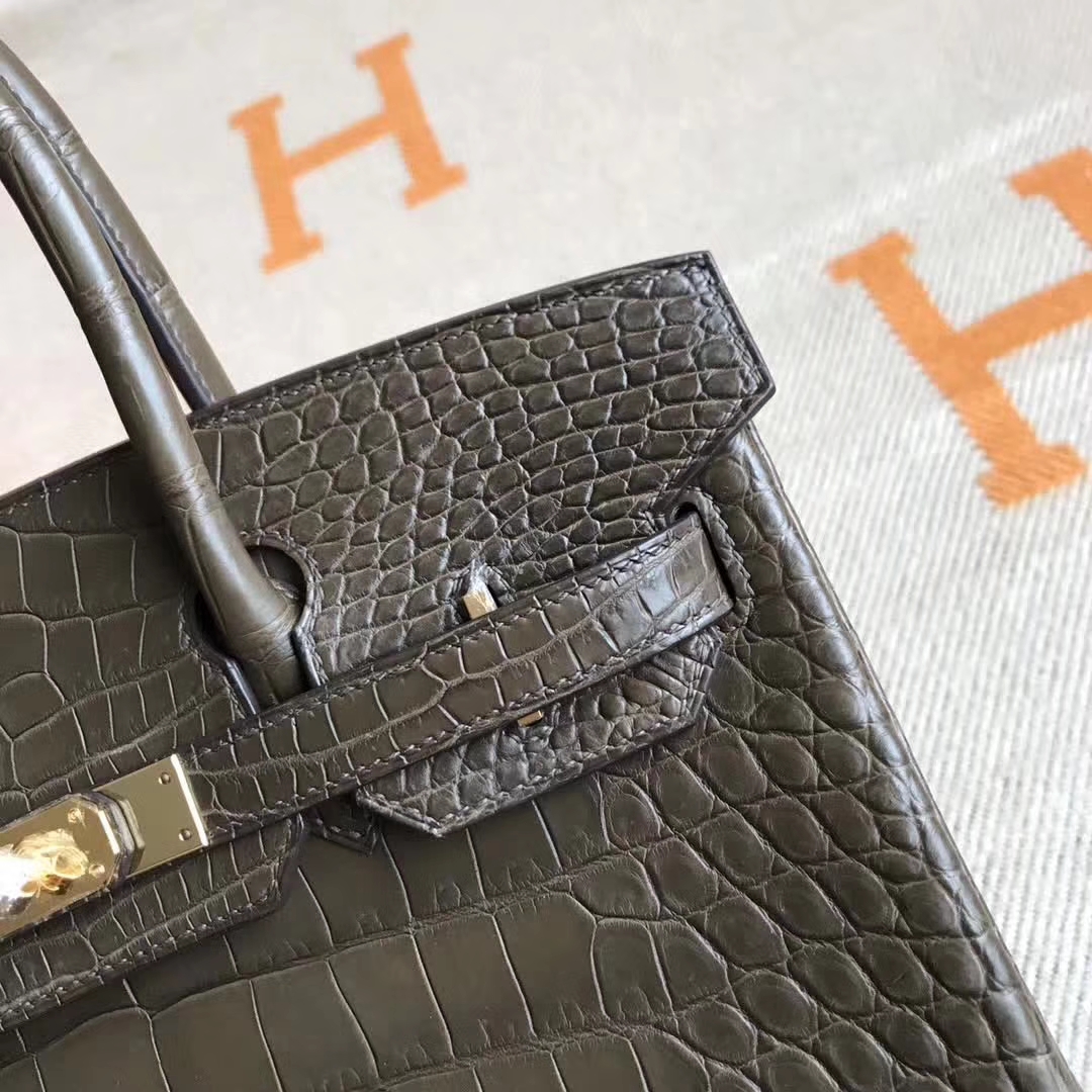 Wholesale Hermes C18 Etoupe Grey Crocodile Matt Birkin30CM Bag