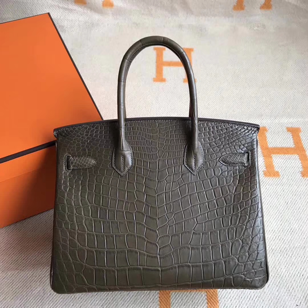 Wholesale Hermes C18 Etoupe Grey Crocodile Matt Birkin30CM Bag