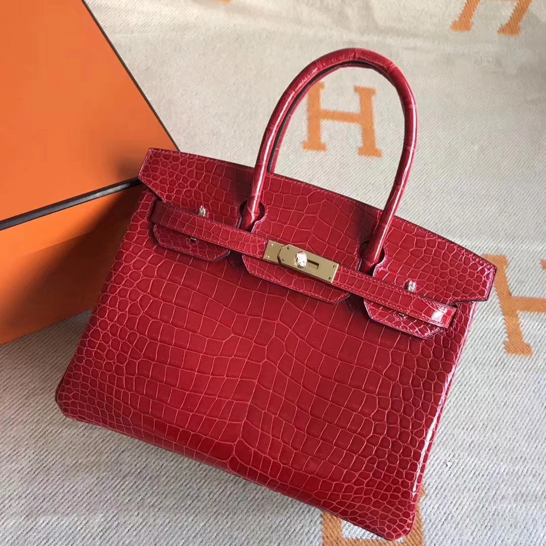 Fashion Hermes Shiny Porosus Crocodile Birkin30CM Tote Bag