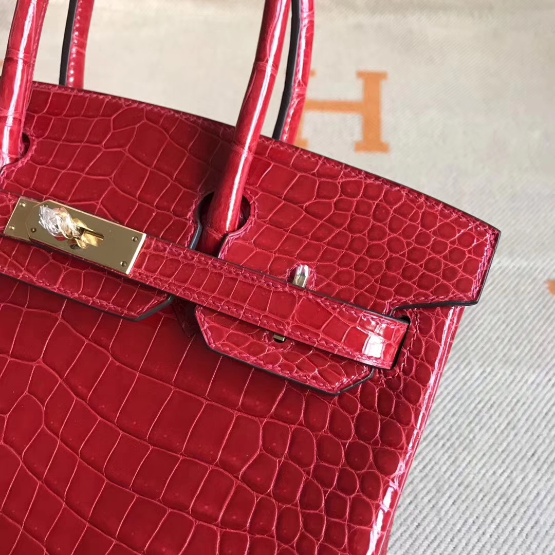 Fashion Hermes Shiny Porosus Crocodile Birkin30CM Tote Bag