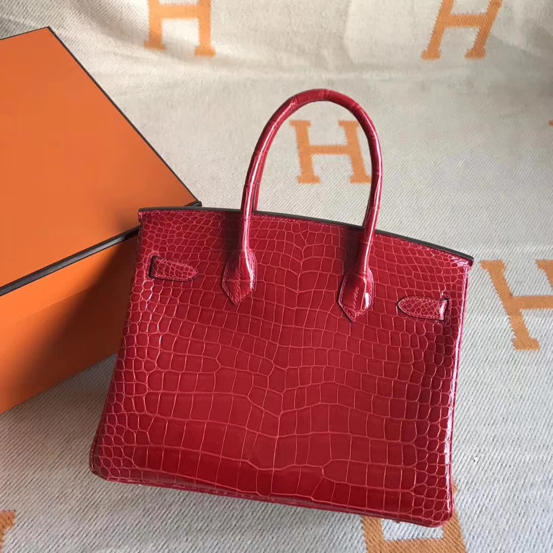 Fashion Hermes Shiny Porosus Crocodile Birkin30CM Tote Bag