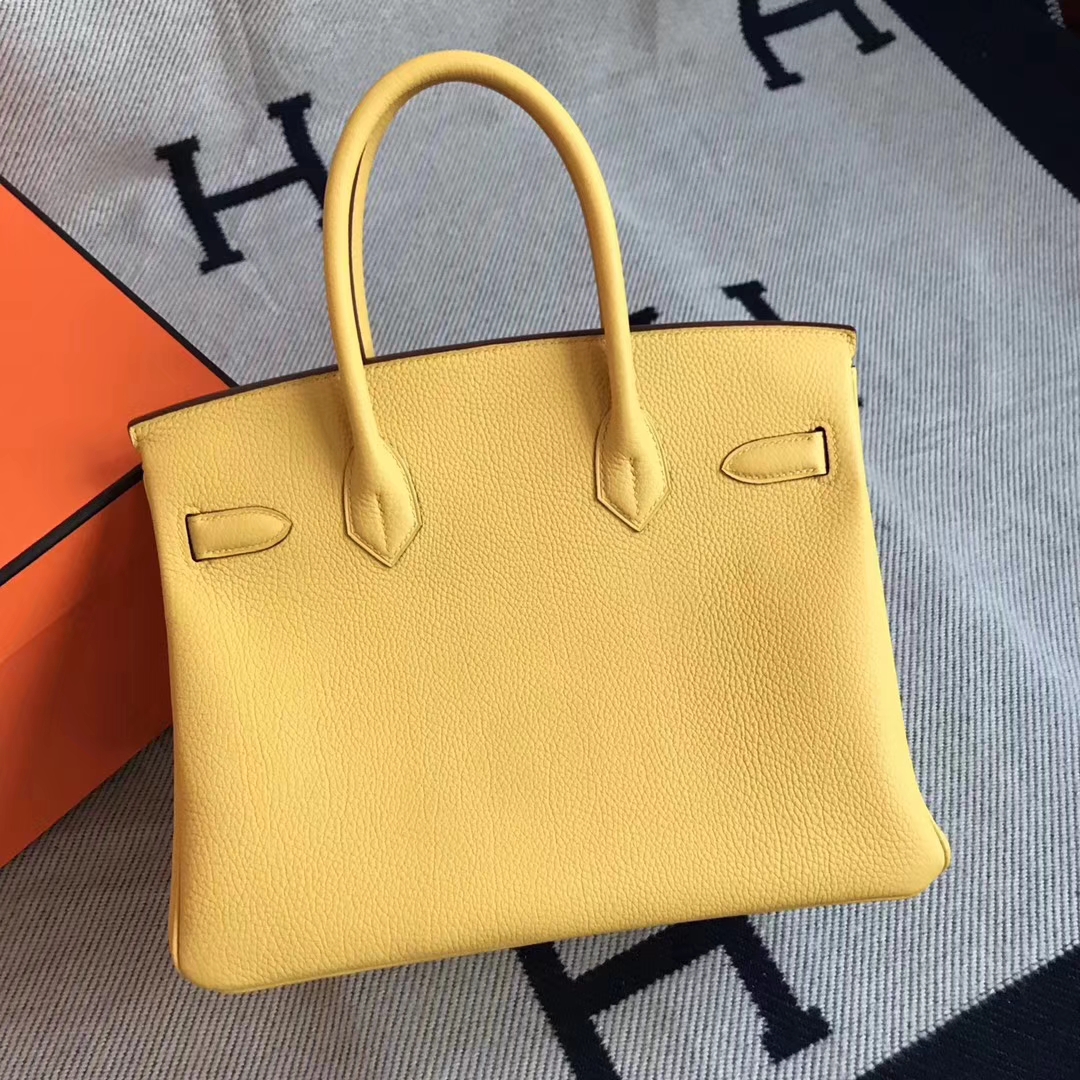 New Arrival Hermes Straw Yellow Togo Calfskin Leather Birkin Bag30CM