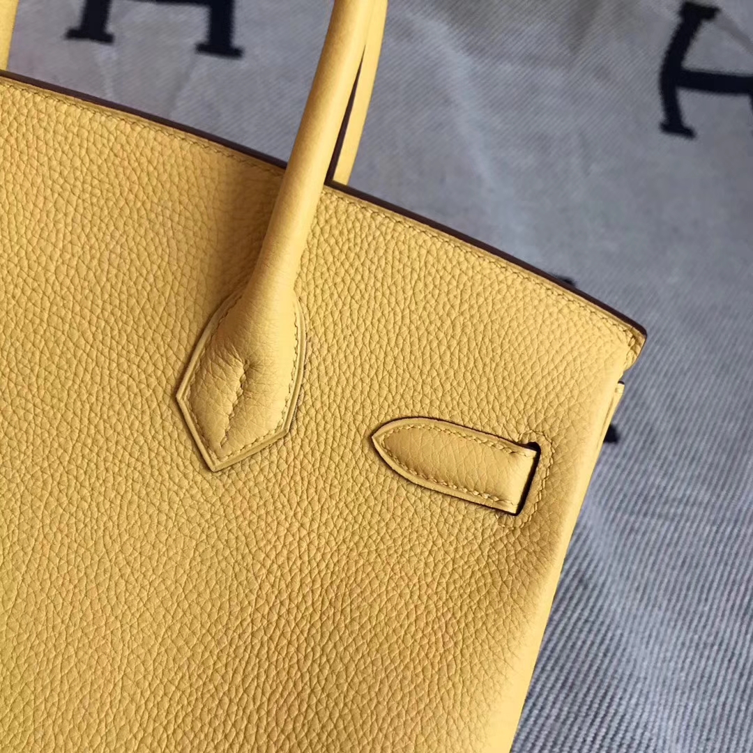 New Arrival Hermes Straw Yellow Togo Calfskin Leather Birkin Bag30CM