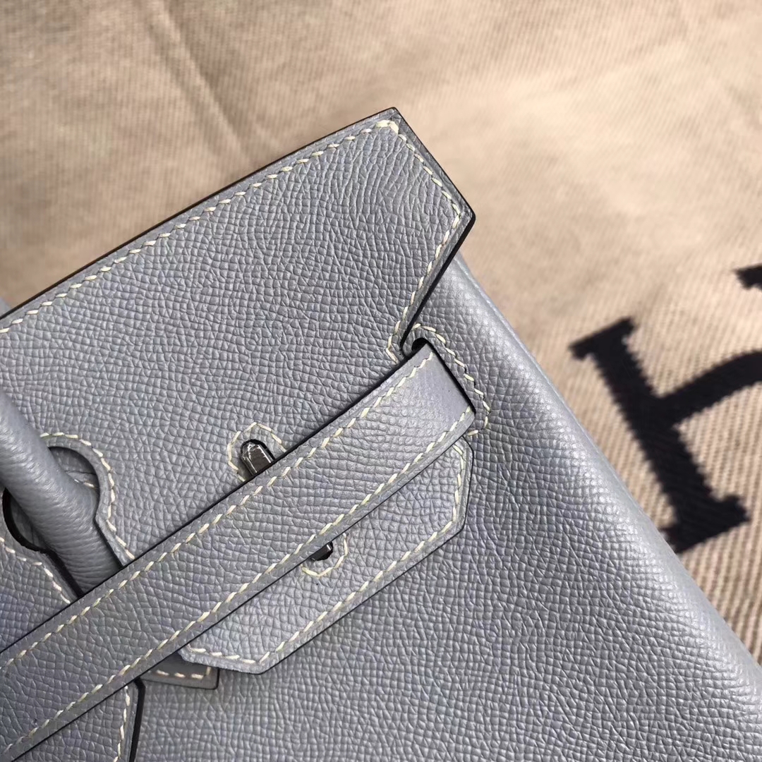 Discount Hermes Epsom Calfskin Birkin30CM Bag in J7 Blue Lin Silver Hardware