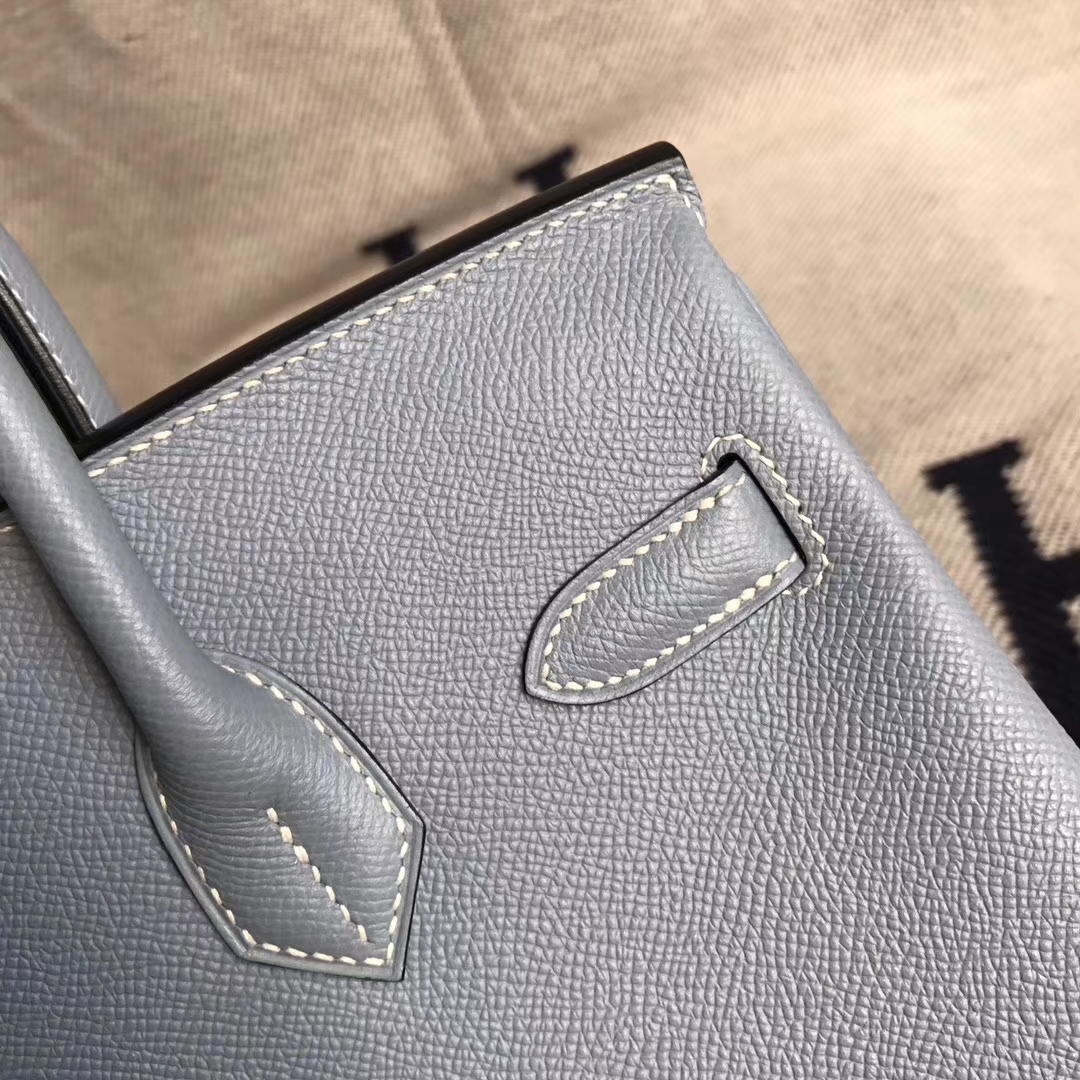 Discount Hermes Epsom Calfskin Birkin30CM Bag in J7 Blue Lin Silver Hardware