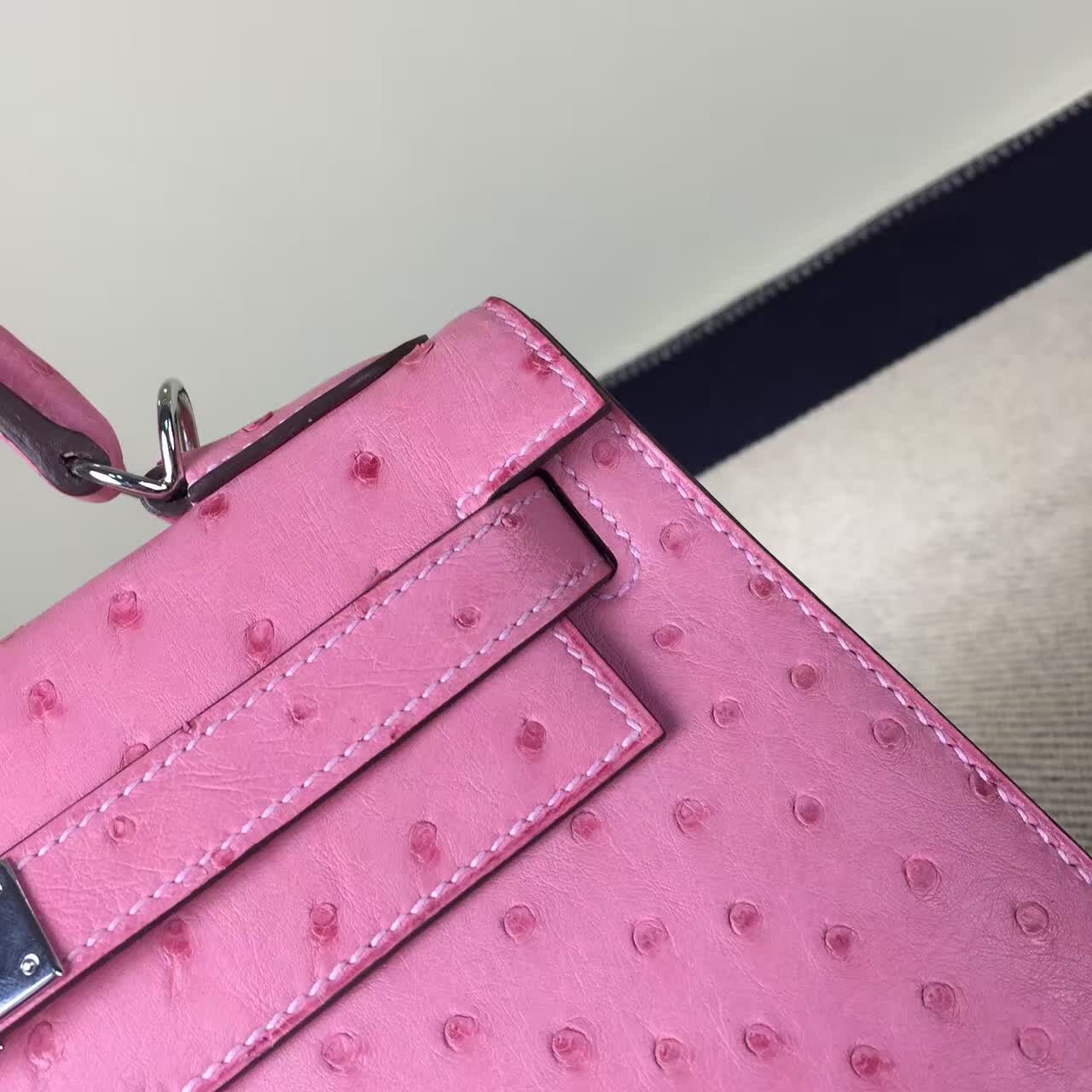 Discount Hermes Sellier Kelly Bag28CM 1Q Rose Confetti Ostrich Leather