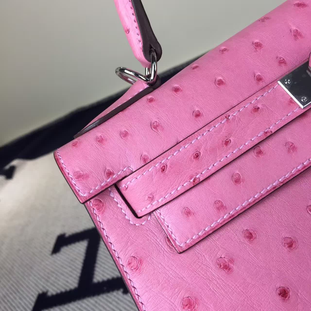 Discount Hermes Sellier Kelly Bag28CM 1Q Rose Confetti Ostrich Leather