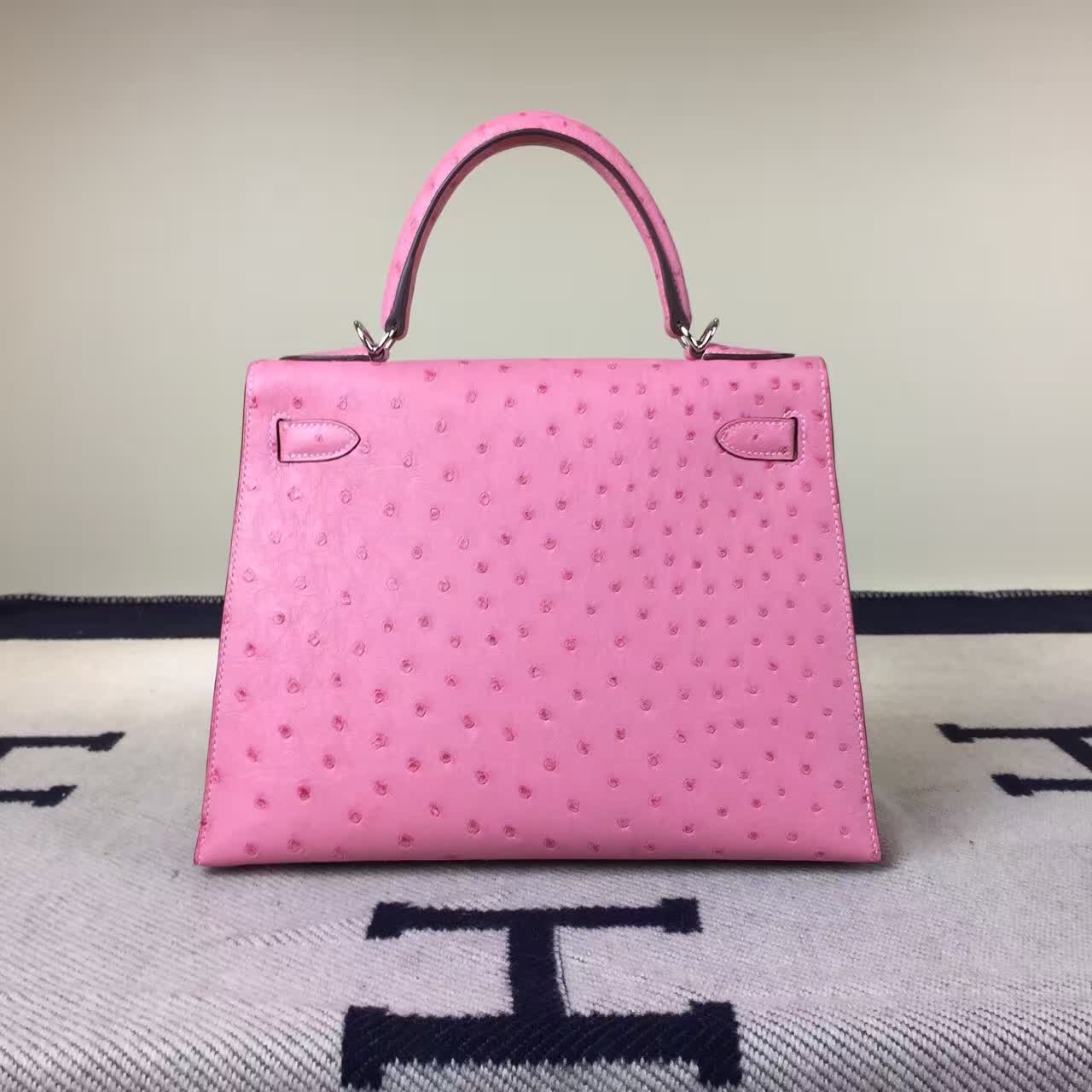 Discount Hermes Sellier Kelly Bag28CM 1Q Rose Confetti Ostrich Leather