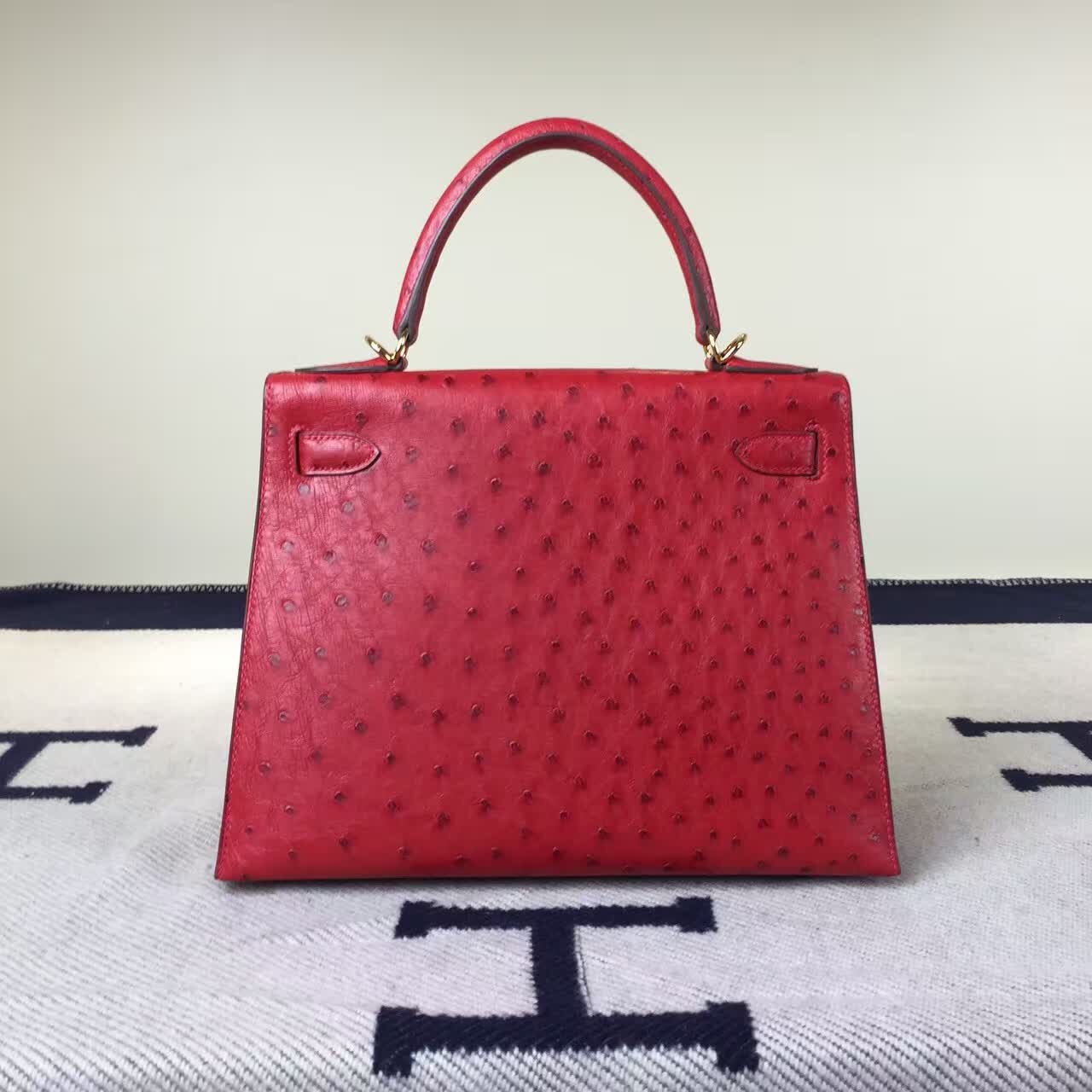 Cheap Hermes Kelly Bag 28cm Q5 Rouge Casaque Ostrich Leather