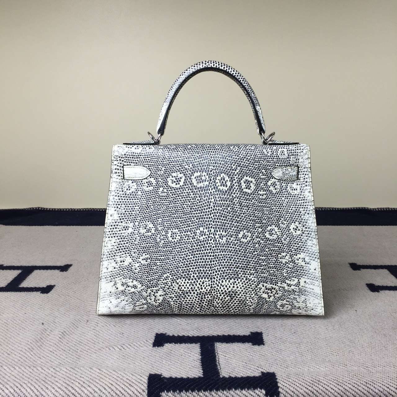 Wholesale Hermes Lizard Leather Sellier Kelly Bag28CM in Nature Corlor