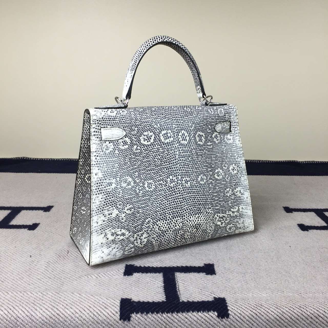 Wholesale Hermes Lizard Leather Sellier Kelly Bag28CM in Nature Corlor