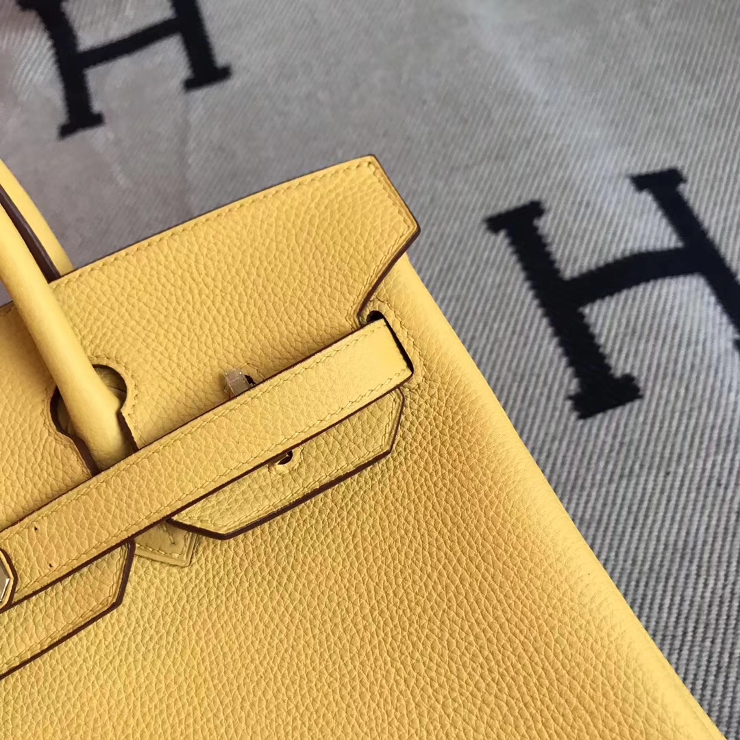 Fashion Hermes 2H Fennel Yellow Togo Calfskin Birkin30CM Tote Bag Gold/Silver Hardware