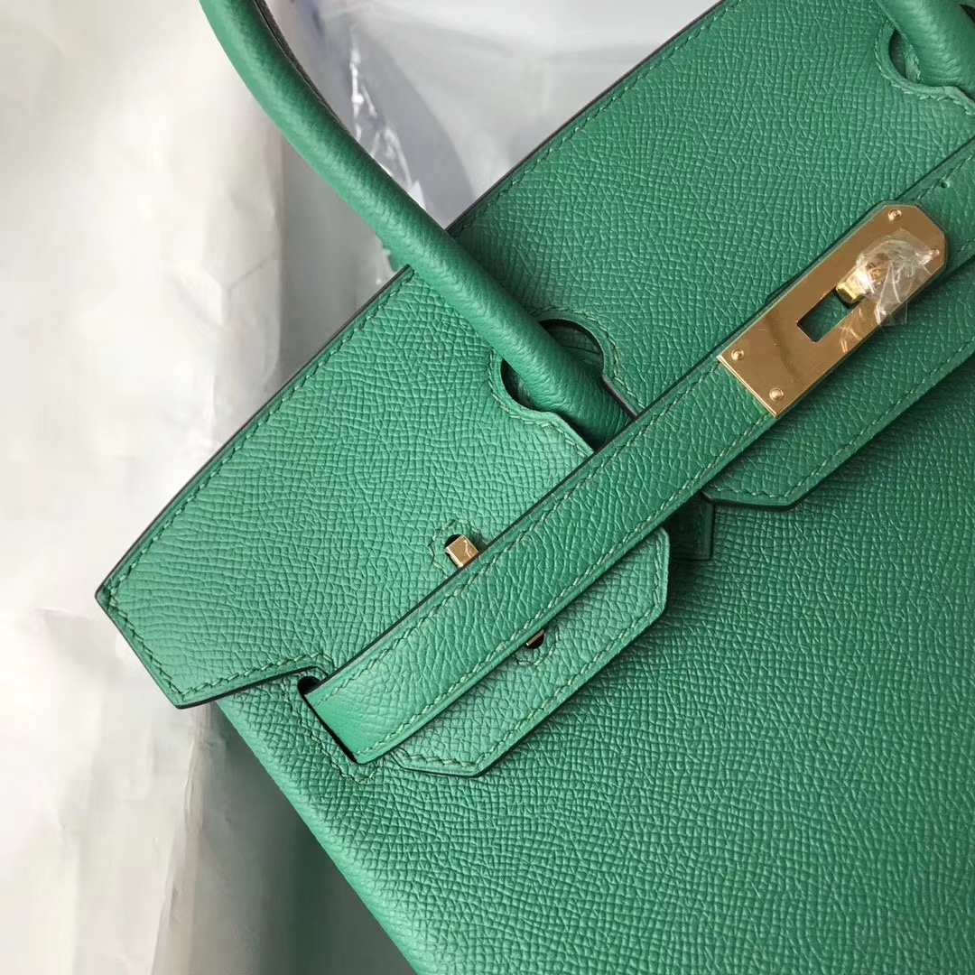 Noble Hermes U4 Mint Green Epsom Calfskin Birkin30CM Bag Gold Hardware
