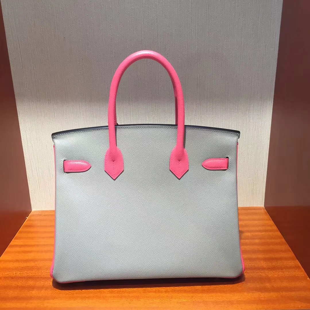 On Sale Hermes 4Z Gris Mouette &#038; 8W Rose Lipstick Epsom Calfskin Birkin30cm Bag