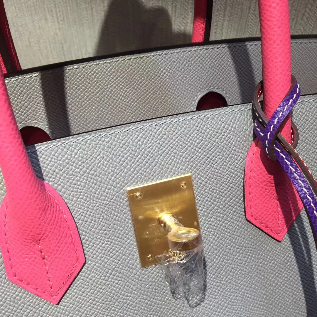 On Sale Hermes 4Z Gris Mouette &#038; 8W Rose Lipstick Epsom Calfskin Birkin30cm Bag