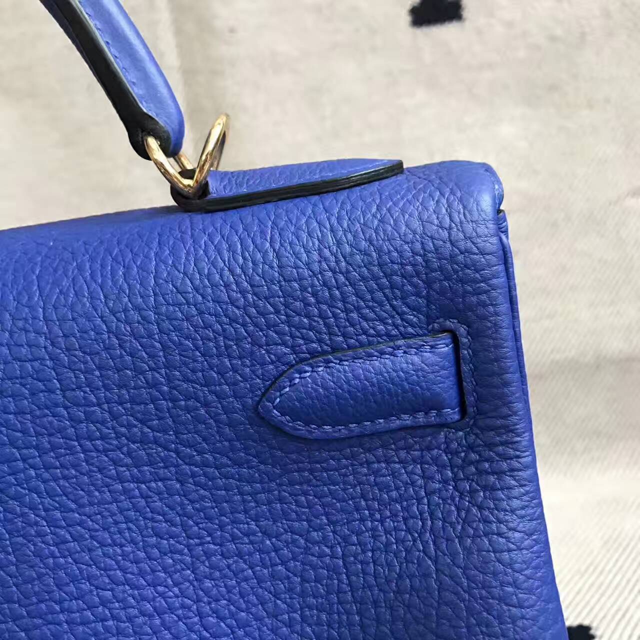 Wholesale Hermes 7T Blue Electric Togo Leather Retourne Kelly32cm Handbag