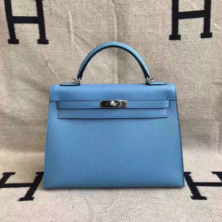 Hermes Sellier Kelly Bag  32CM in 2T Blue Paradise Epsom Leather