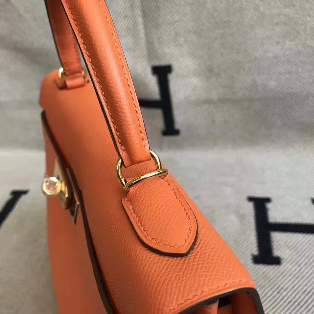 Discount Hermes 93 Orange Epsom Calfskin Leather Sellier Kelly Bag 32CM
