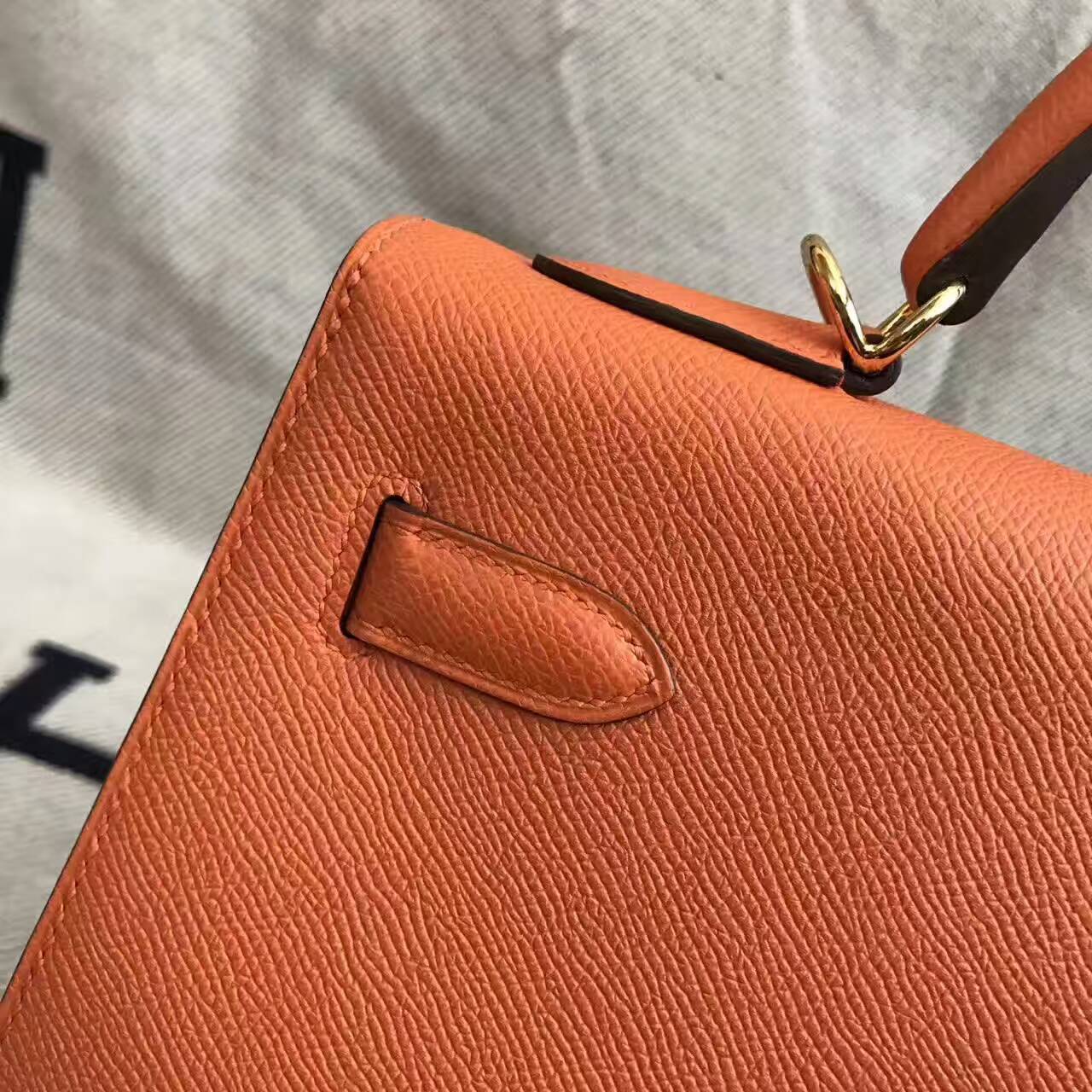 Discount Hermes 93 Orange Epsom Calfskin Leather Sellier Kelly Bag 32CM
