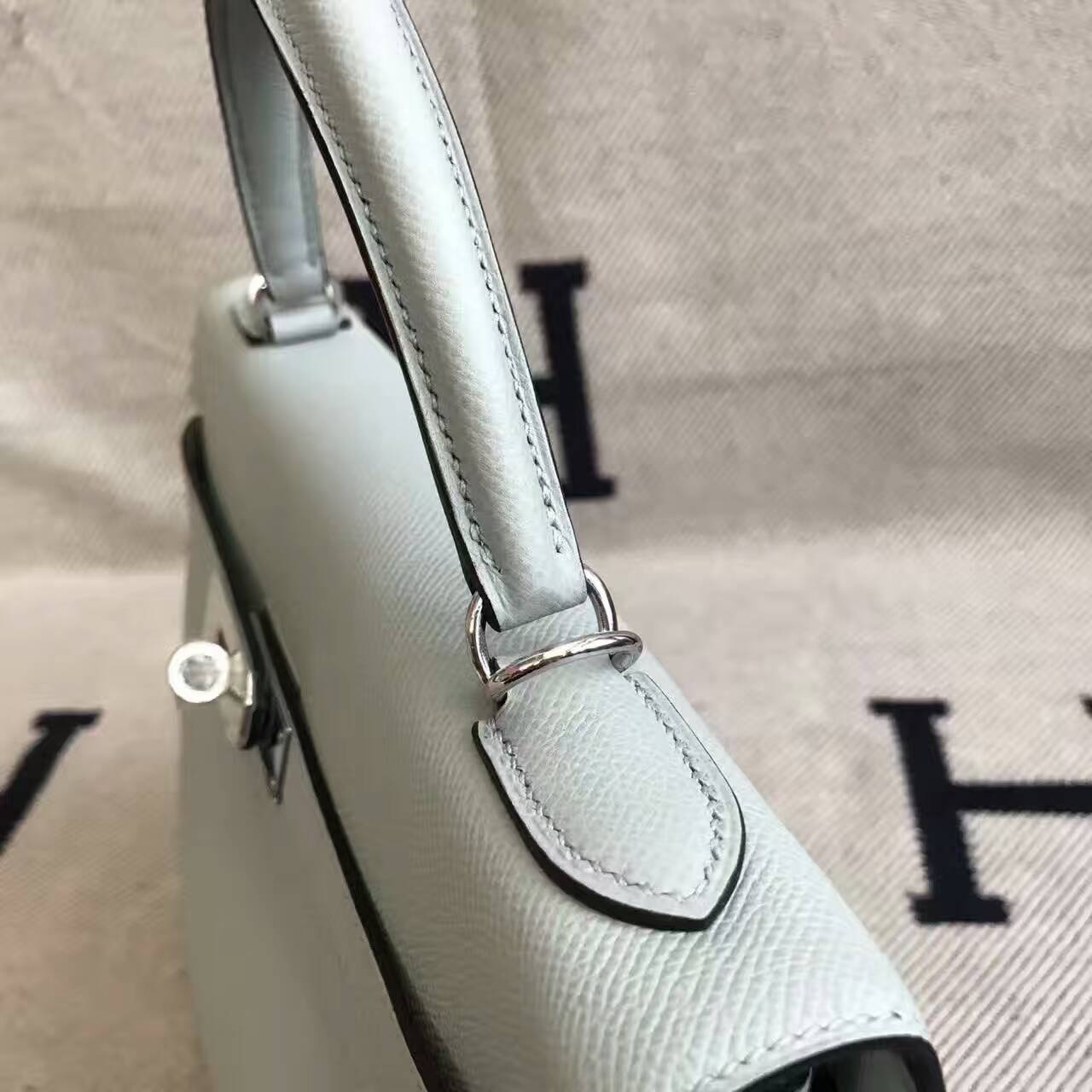 On Sale Hermes 8U Blue Glacier Epsom Leather Kelly Bag 32CM