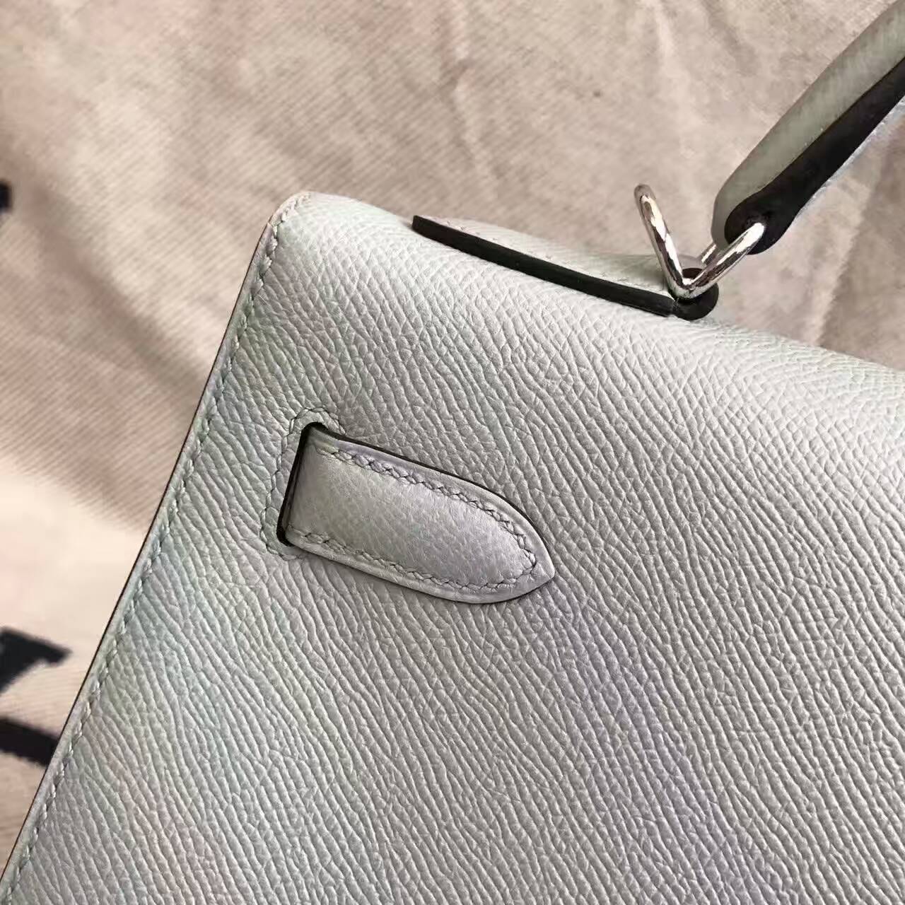 On Sale Hermes 8U Blue Glacier Epsom Leather Kelly Bag 32CM