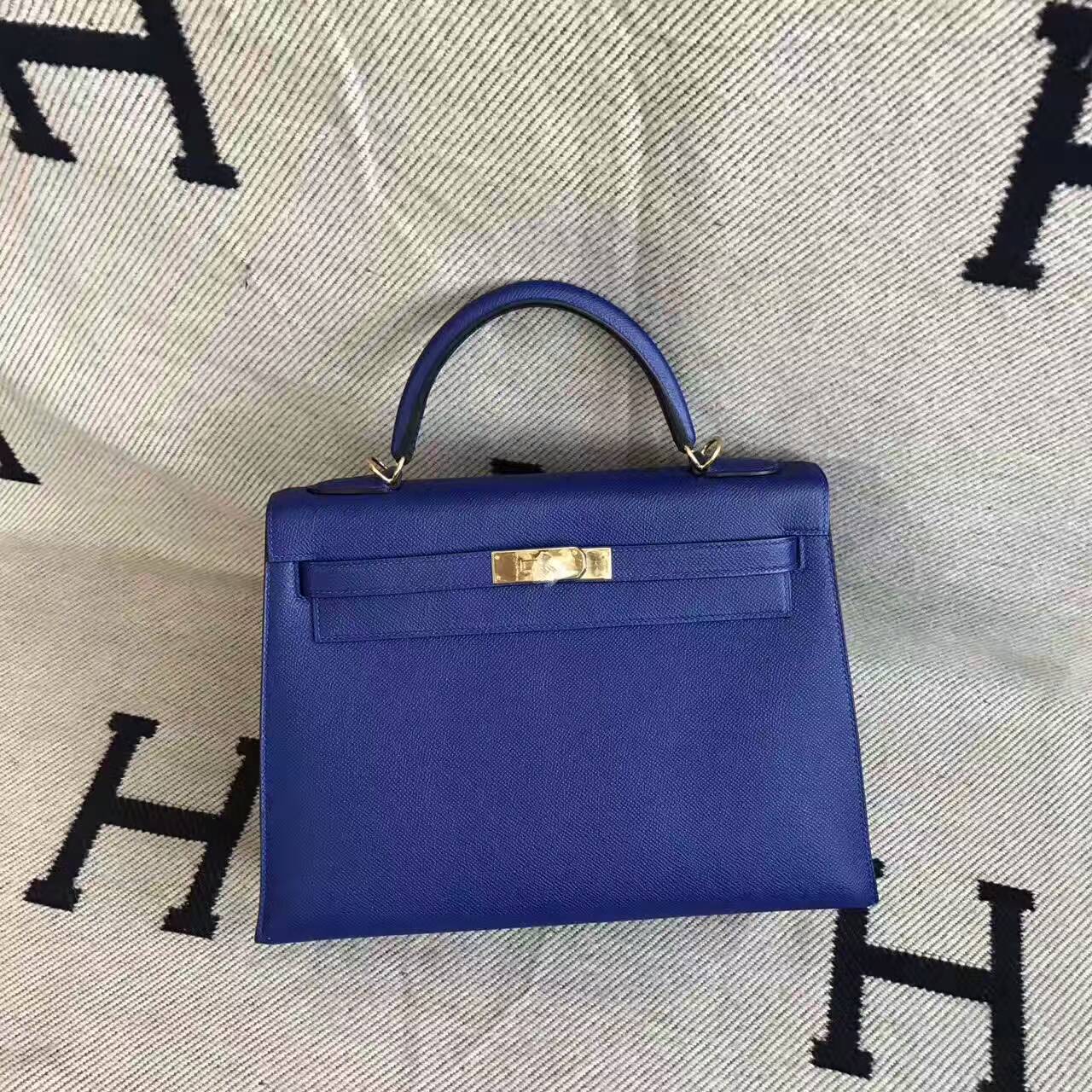 Women&#8217;s Bag Hermes Kelly Bag 32CM in 7T Blue Electric Epsom Leather