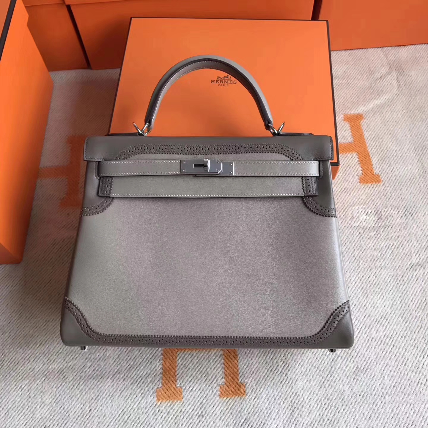 Noble Hermes Ghillies Kelly32cm Bag Double Color Swift Leather