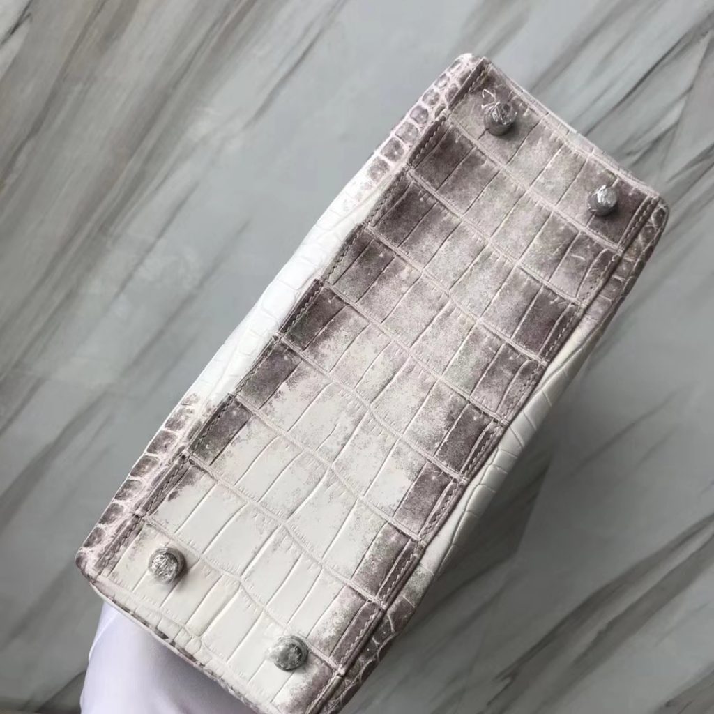 Stock Fashion Hermes Kelly25CM Tote Bag in Himalaya Crocodile Leather Silver Hardware