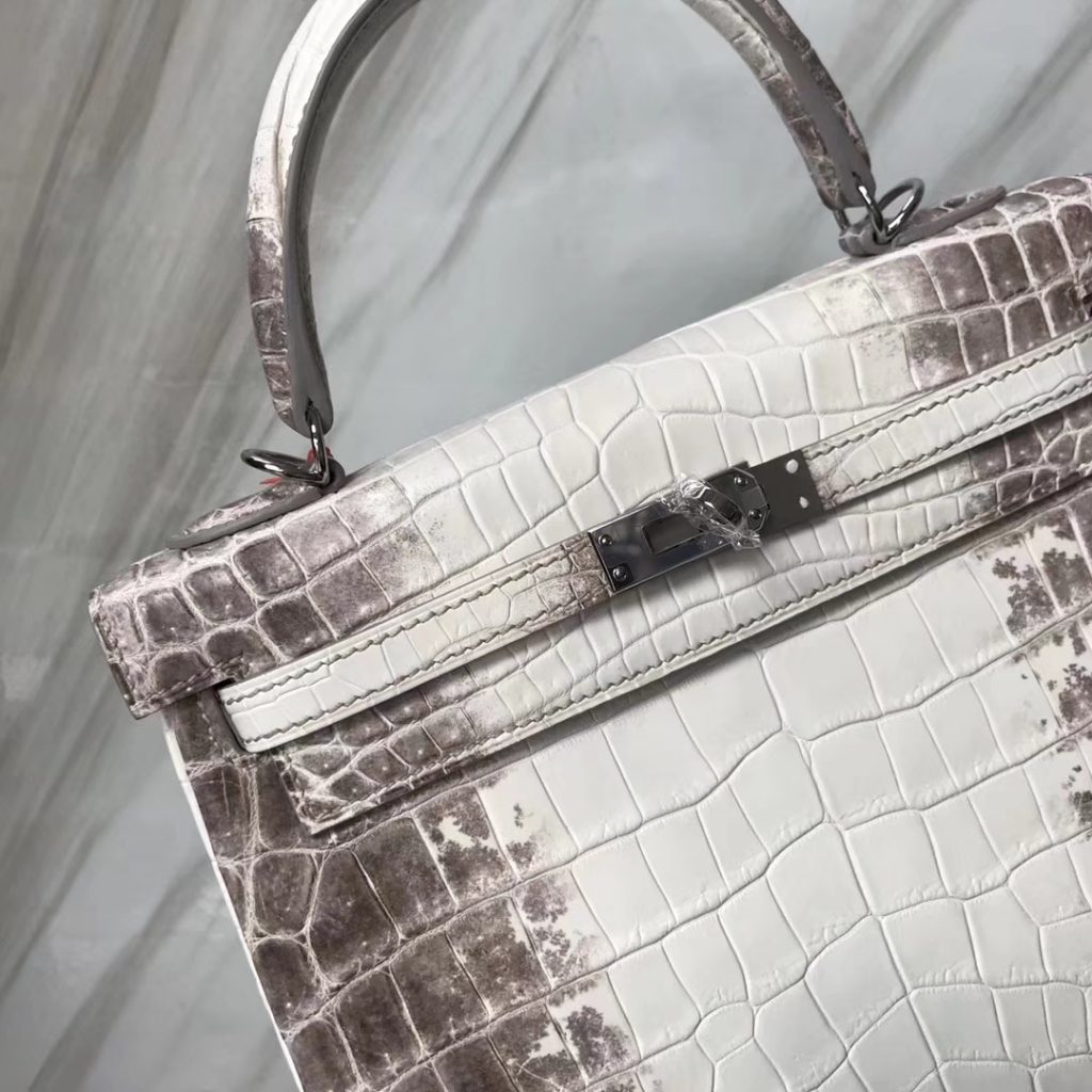 Stock Fashion Hermes Kelly25CM Tote Bag in Himalaya Crocodile Leather Silver Hardware