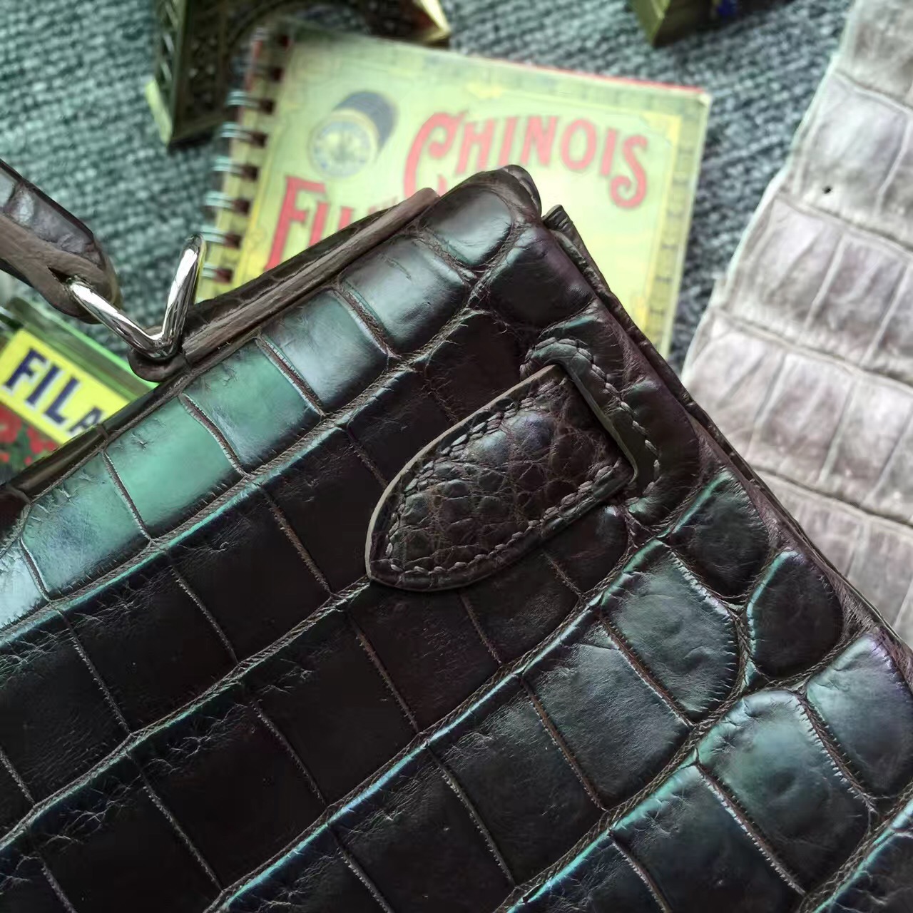 Wholesale Hermes 4H Coffee Color Crocodile Matt Leather Retourne Kelly Bag28CM