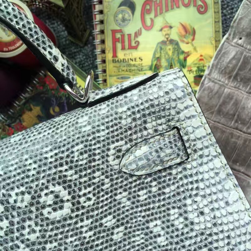 Hot Sale Hermes Lizard Skin Sellier Kelly Bag28CM in Nature Color