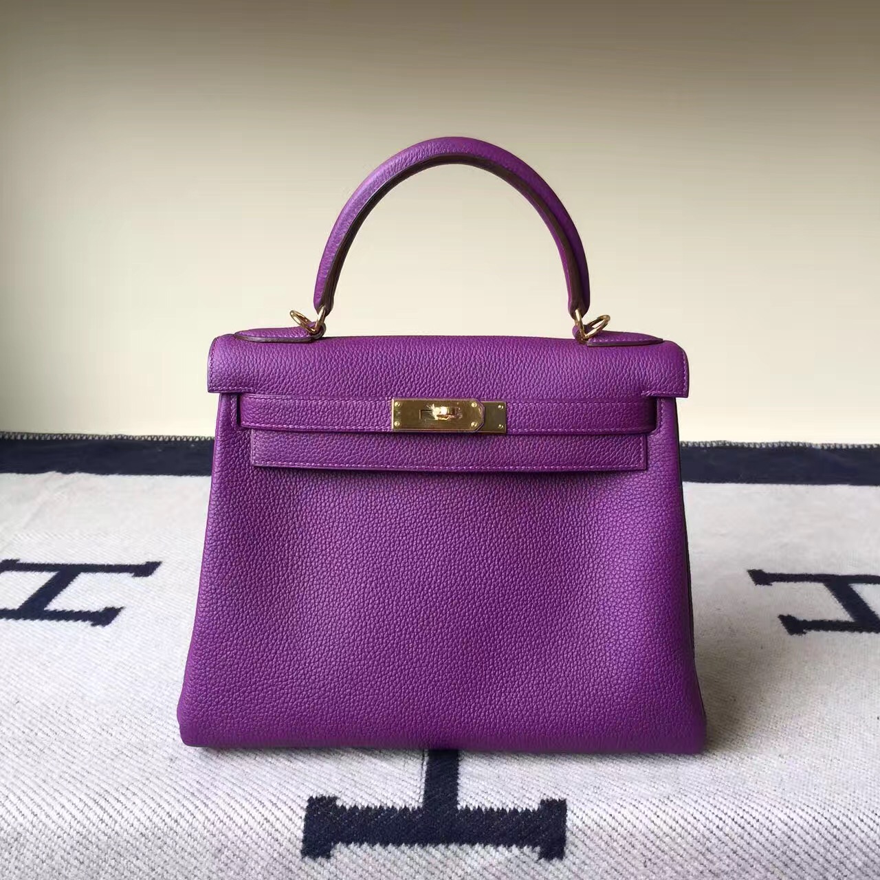 Sale Hermes Multi Color Togo Calfskin Leather Retourne Kelly Bag28CM