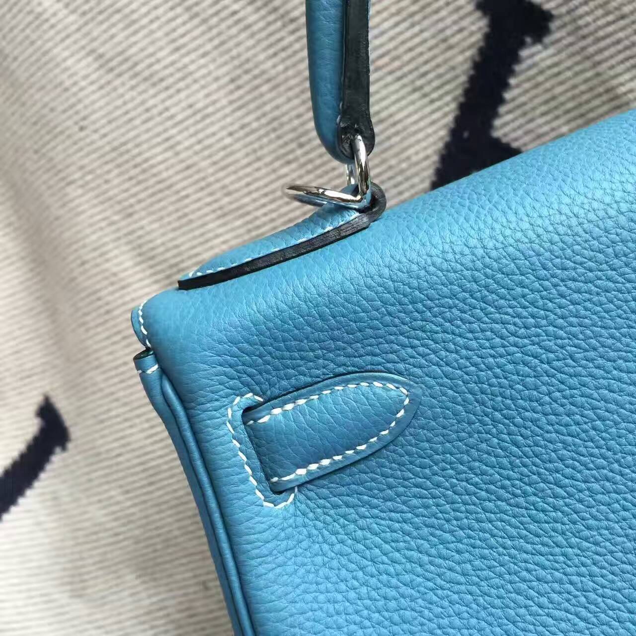 Discount Hermes Togo Calfskin Leather Retourne Kelly Bag28CM in CK75 Blue Jean