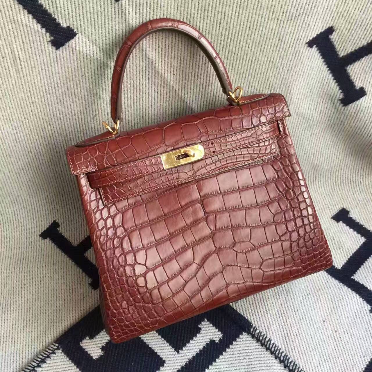 On Sale Hermes Retourne Kelly Bag28CM in Brown Crocodile Matt Leather