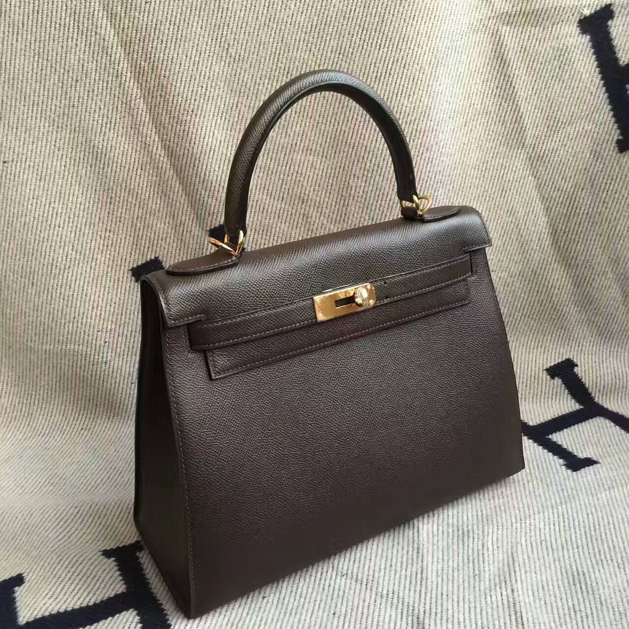 On Sale Hermes Chocolate Epsom Calfskin Leather Sellier Kelly Bag28CM