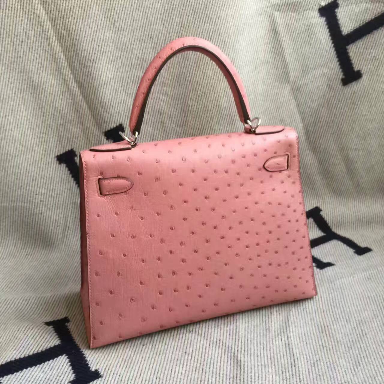 Wholesale Hermes Sellier Kelly28cm Bag in CC94 Terre Cuite Ostrich Leather