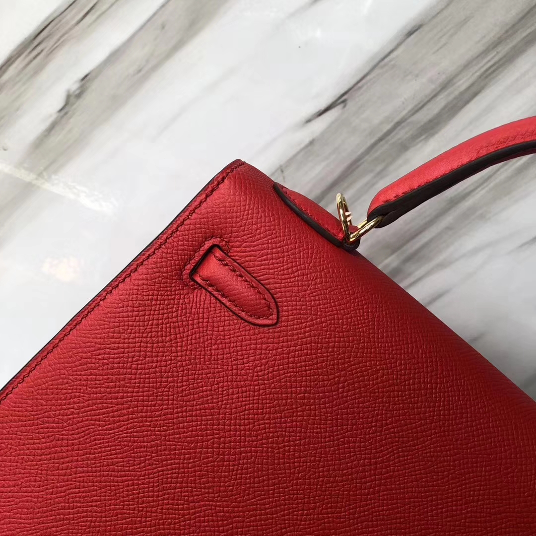 Stock Hermes S3 Rose De Coeur Epsom Calf Sellier Kelly Bag25CM Gold Hardware