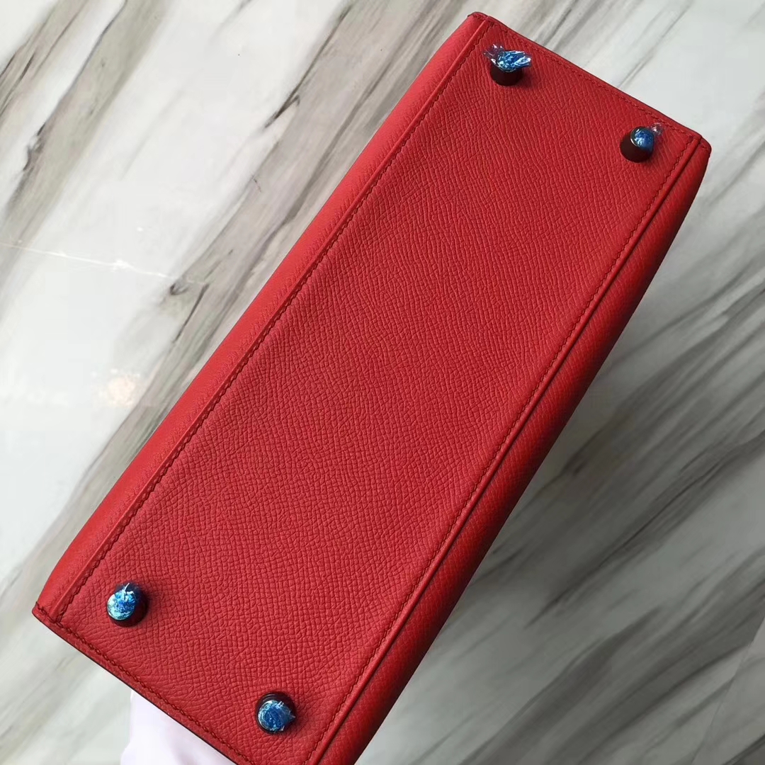 Stock Hermes S3 Rose De Coeur Epsom Calf Sellier Kelly Bag25CM Gold Hardware