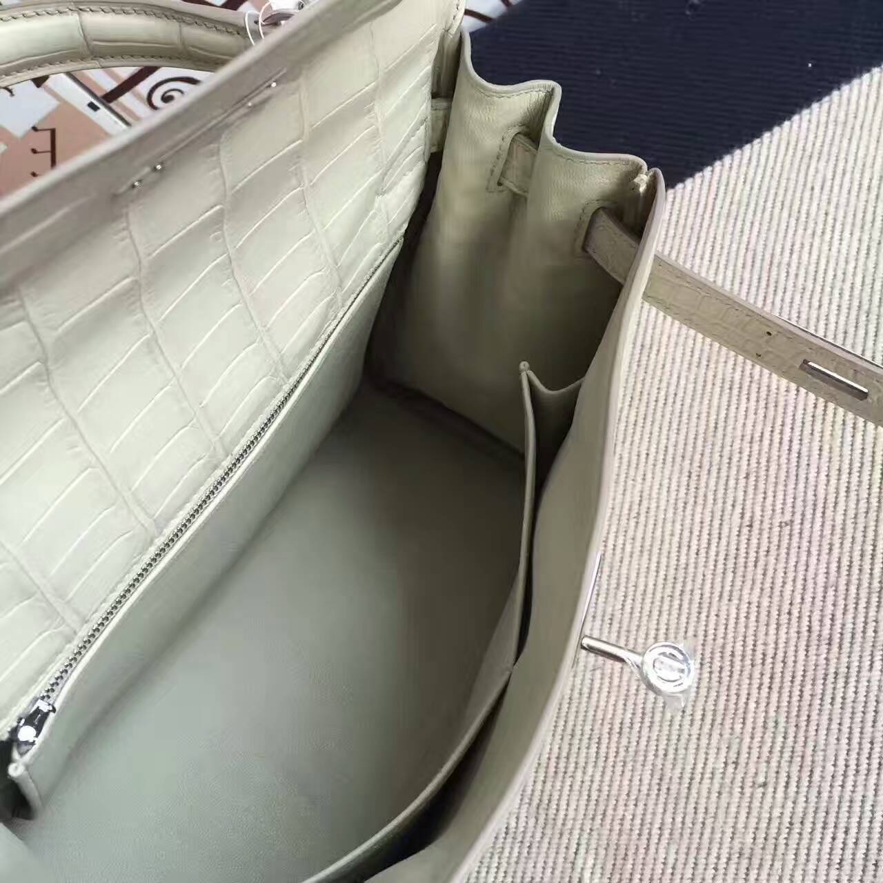 Discount Hermes 8L Beton Crocodile Matt Leather Kelly Bag 28CM