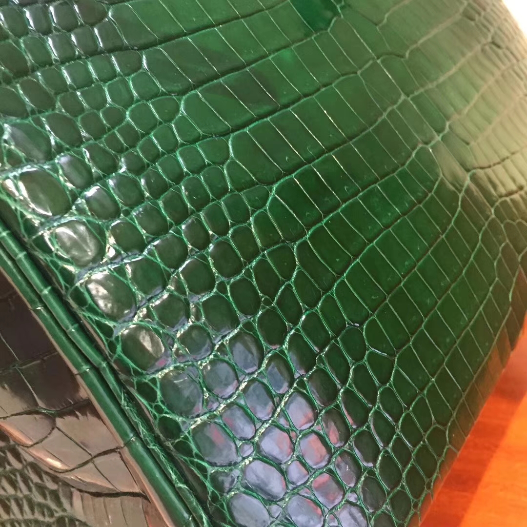Luxury Hermes CK67 Vert Fonce Shiny Crocodile Leather Birkin Bag30CM