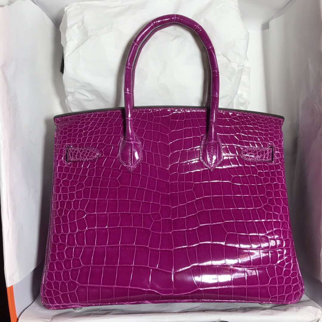 Sale Hermes J5 Rose Scheherazade Porosus Shiny Crocodile Birkin30CM Bag