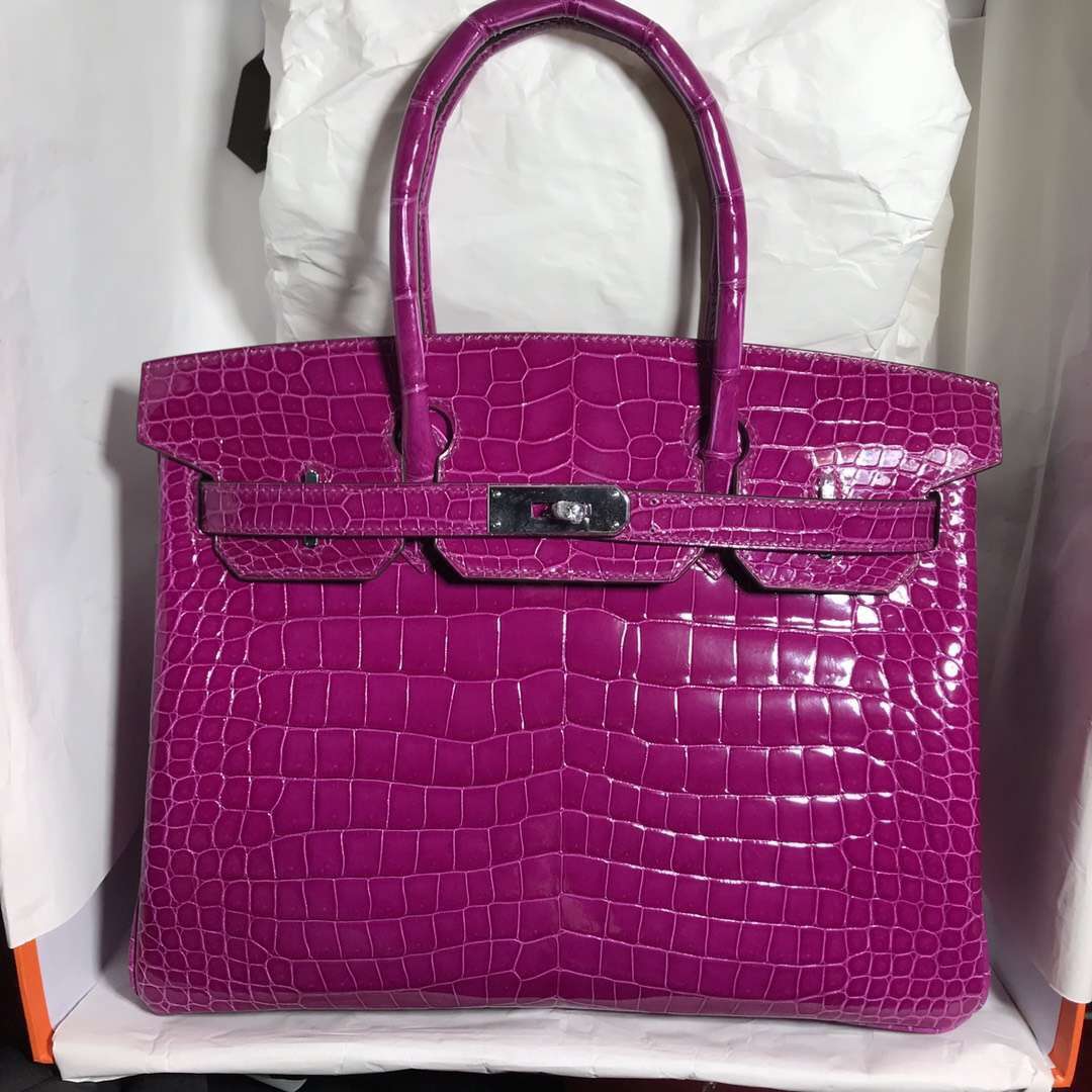 Sale Hermes J5 Rose Scheherazade Porosus Shiny Crocodile Birkin30CM Bag